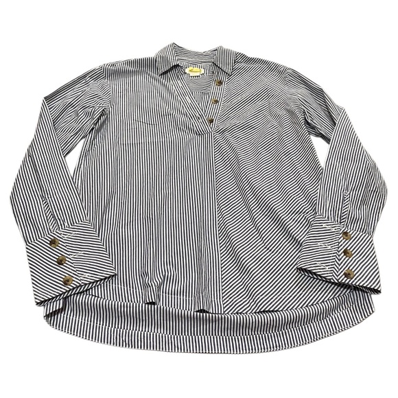 Maeve By Anthropologie Striped Henley Popover Shirt Size Small - Picture 4 of 9